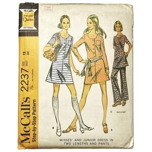 McCall's 2237 Sewing Pattern Misses' & Junior Dress and Pants Size 12 Uncut